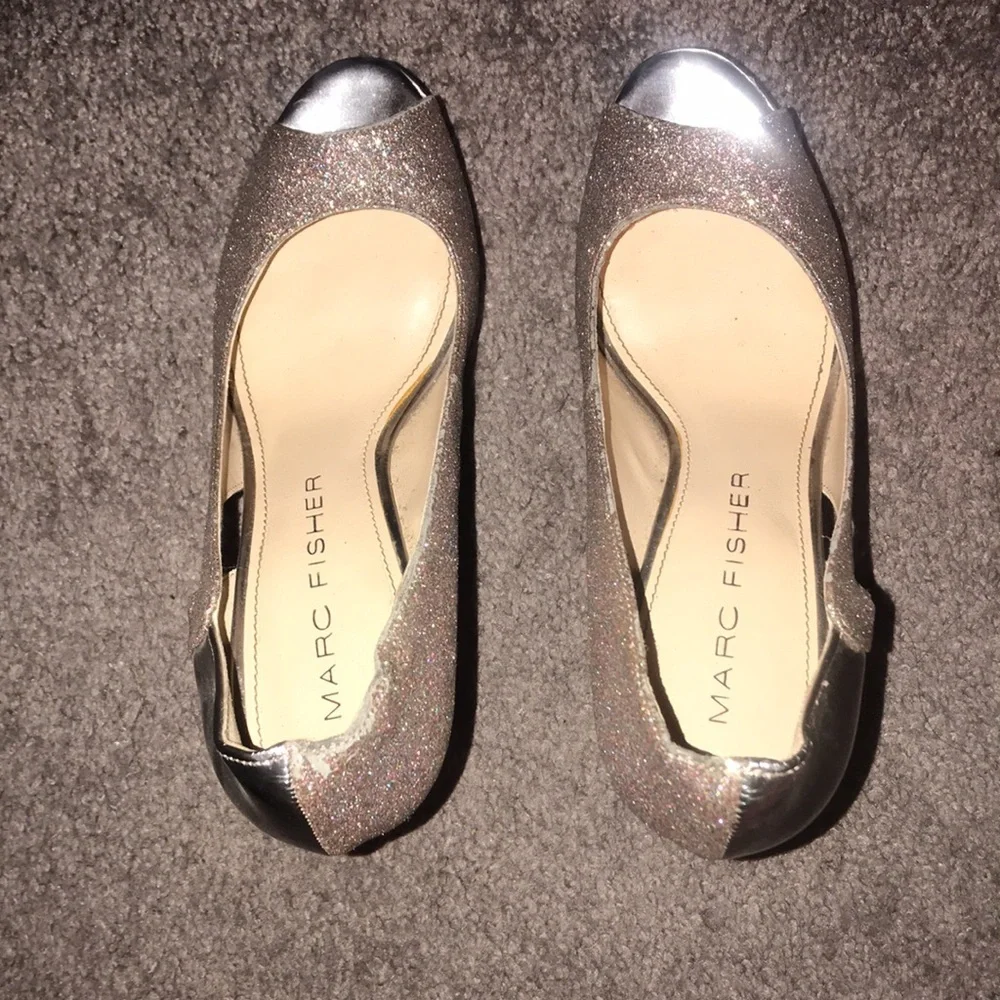 Marc Fisher glittery peep toe heels